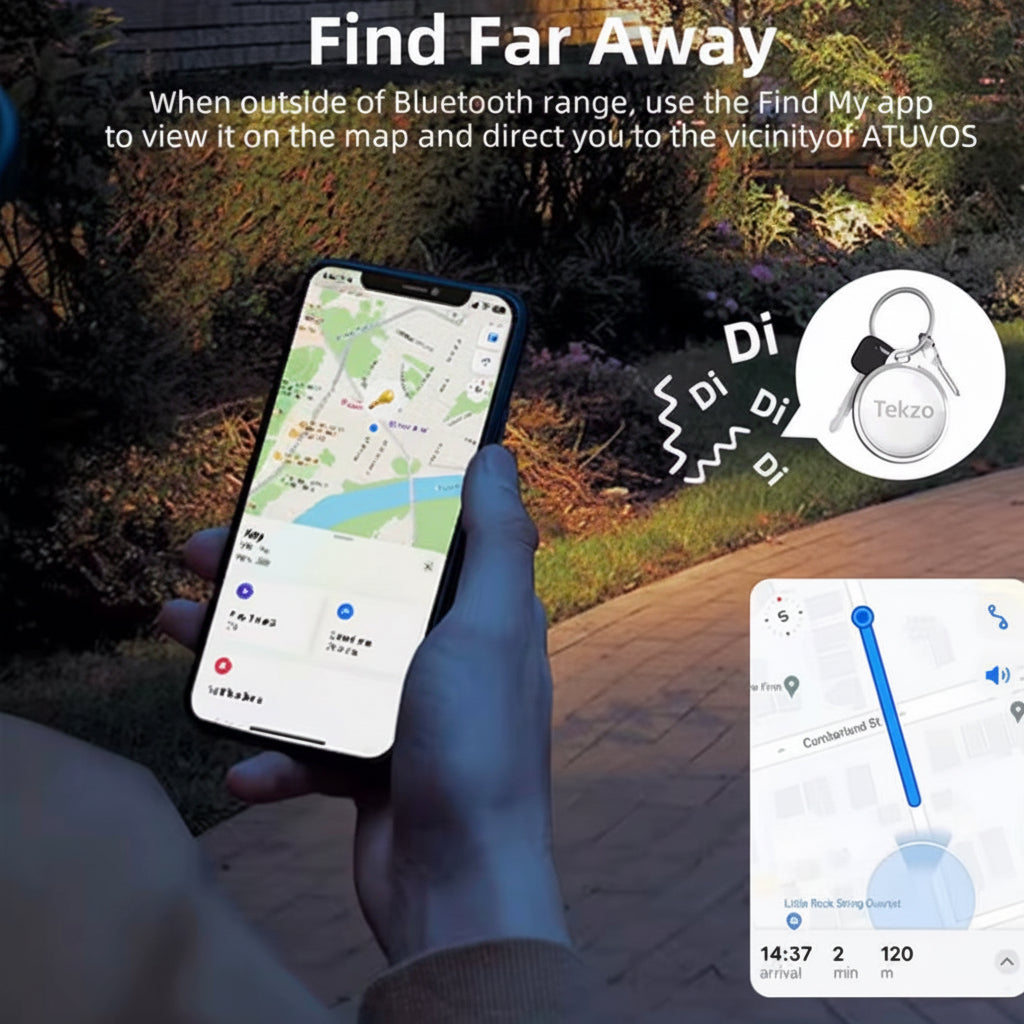 Smart Bluetooth GPS Tracker – Apple Find My Compatible | Global Item Locator | Replaceable Battery | Waterproof Key Finder for Keys, Wallet, Luggage & Pets