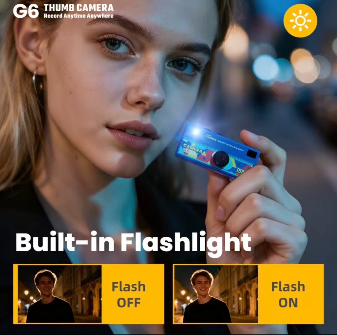 G6 Thumb Camera Mini HD Keychain Camera – 1080P Portable Wearable Camera with Flashlight