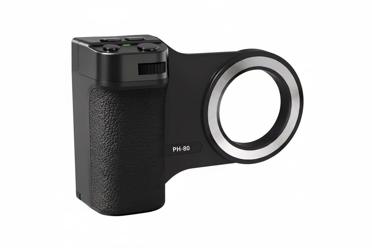 Magnetic Phone Camera Grip with Wireless Remote Shutter for iPhone & Android