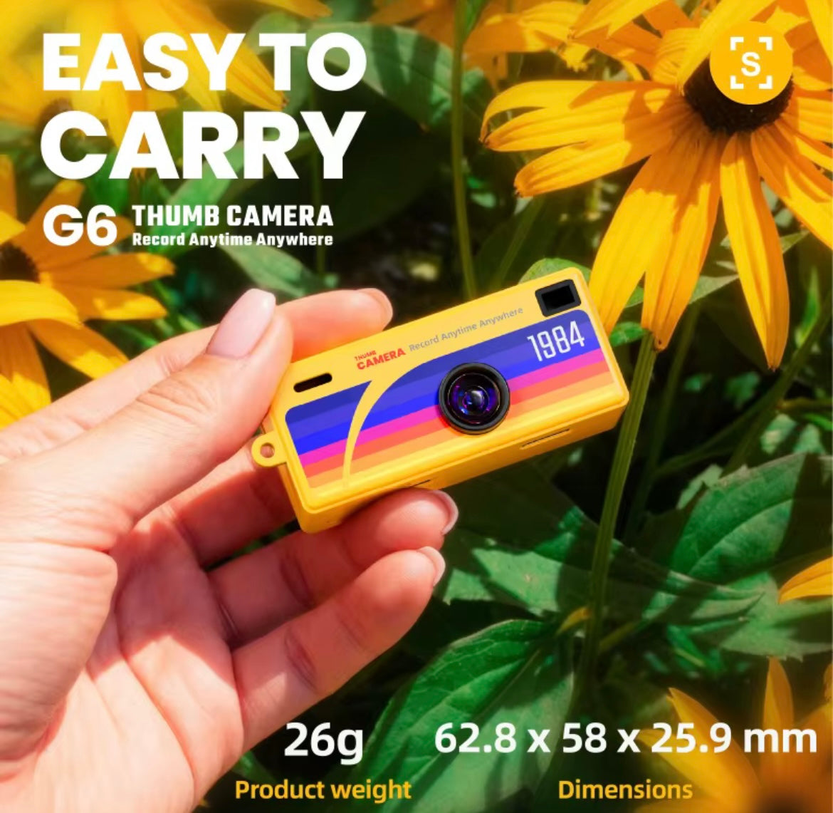 G6 Thumb Camera Mini HD Keychain Camera – 1080P Portable Wearable Camera with Flashlight