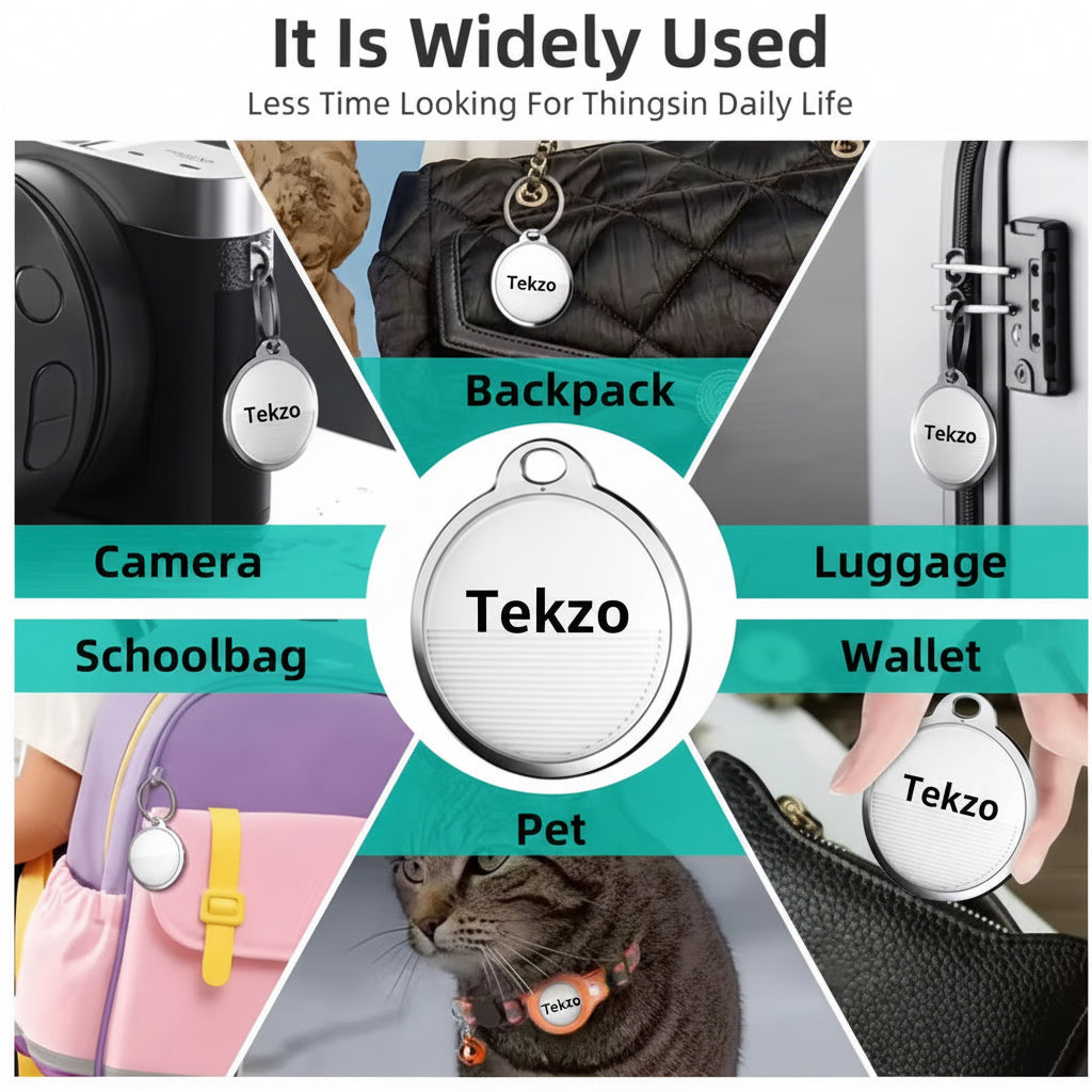Smart Bluetooth GPS Tracker – Apple Find My Compatible | Global Item Locator | Replaceable Battery | Waterproof Key Finder for Keys, Wallet, Luggage & Pets